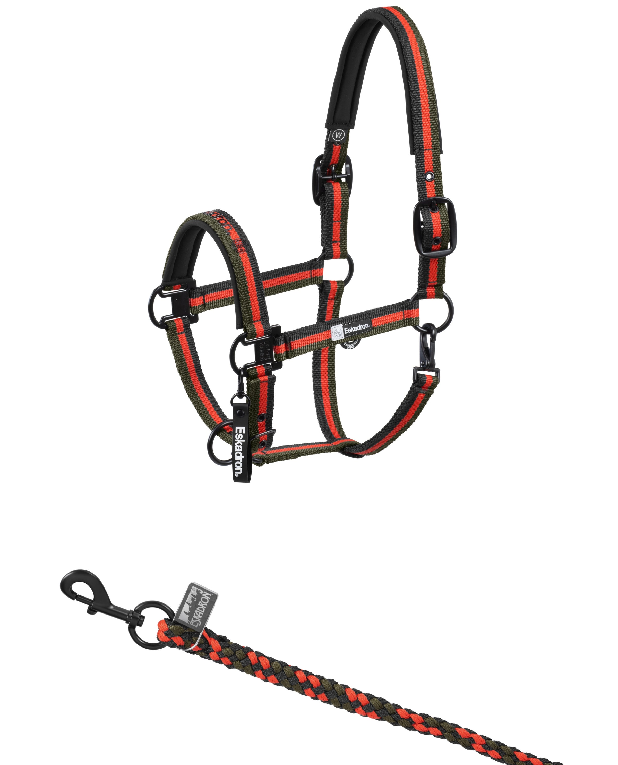 Eskadron Dynamic poppy red stripe headcollar and leadrope