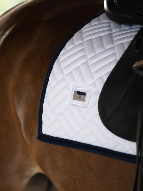 Equestrian Stockholm White navy modern Dressage saddlepad