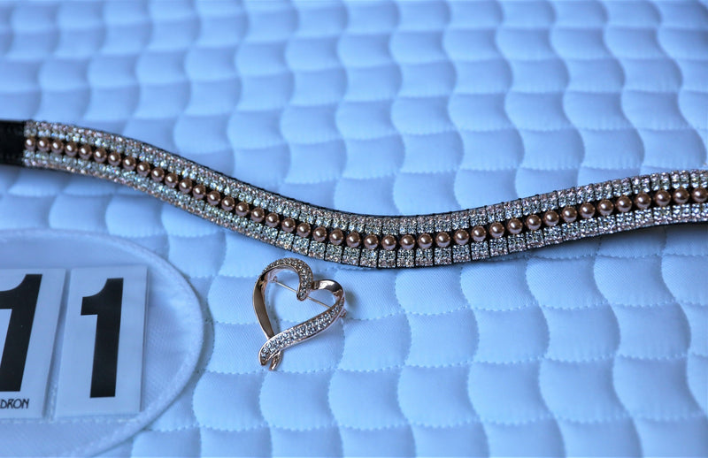 Equiture Swarovski Rose gold pearl, clear and light peach megabling curve browband