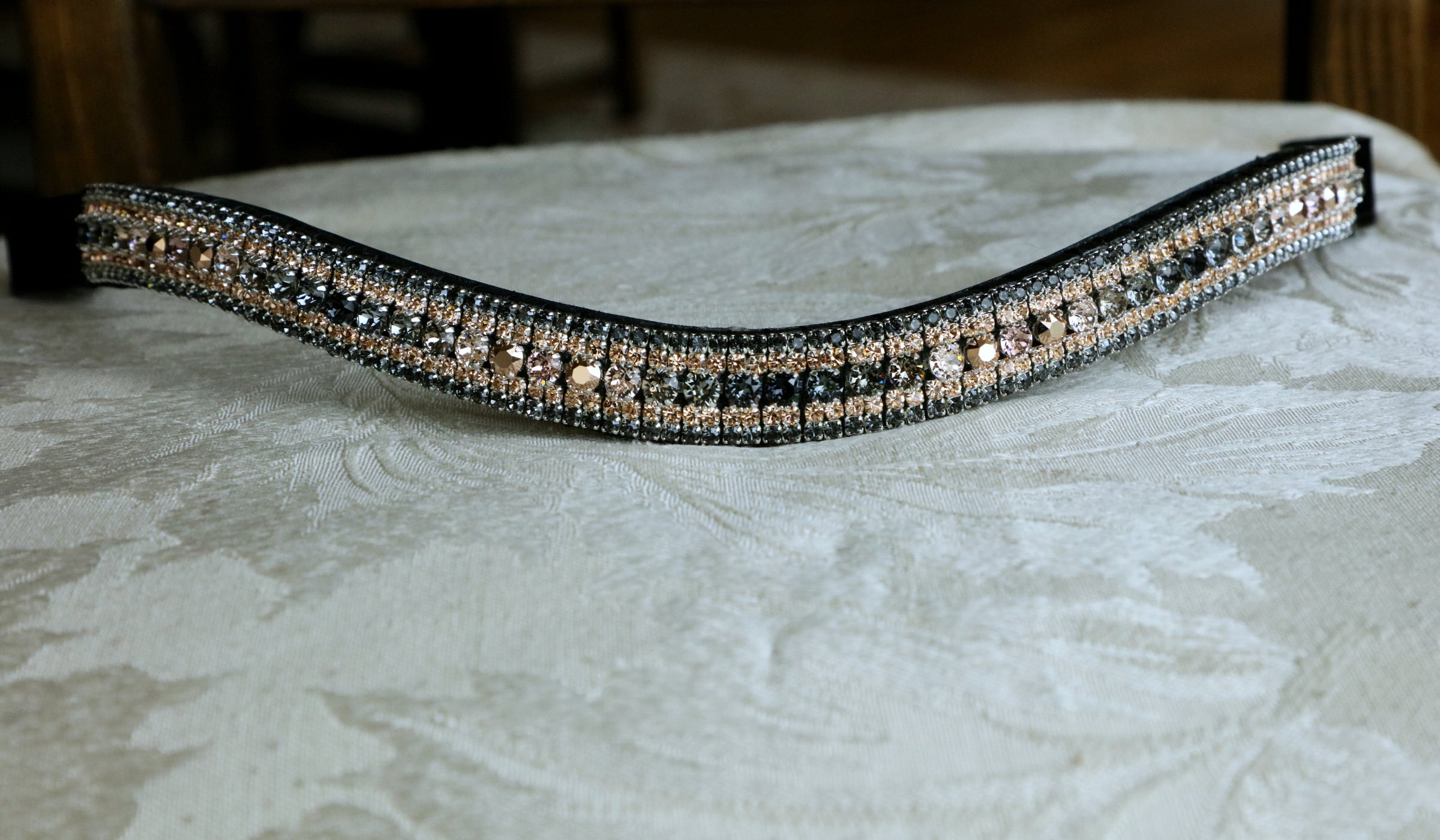 Equiture Swarovski Tiffany Stormy rose gold wave megabling curve browband