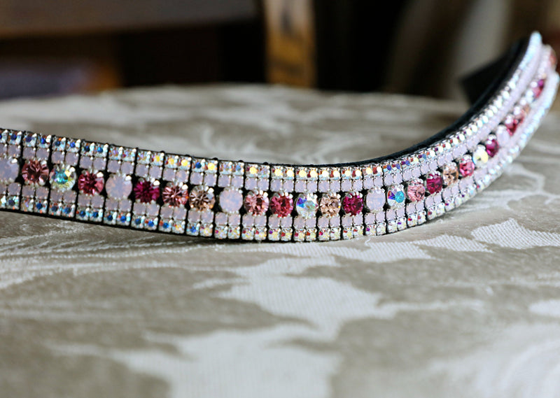 Equiture Swarovski Tiffany Pink Unicorn megabling curve browband