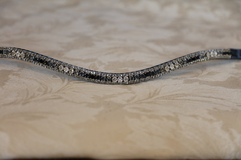 Equiture Swarovski Black Grey wave fade browband