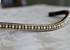 Cream and mocha pearl and golden honey equiture browband