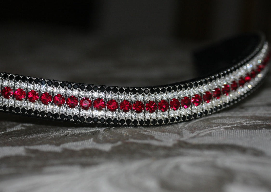 Ruby, clear and jet megabling curve browband