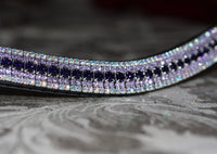 Equiture Purple velvet, violet and iridescent megabling curve browband