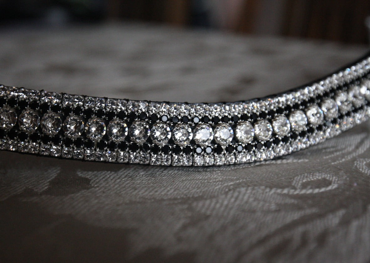 Swarovski tiffany clear crystal and jet megabling curve browband