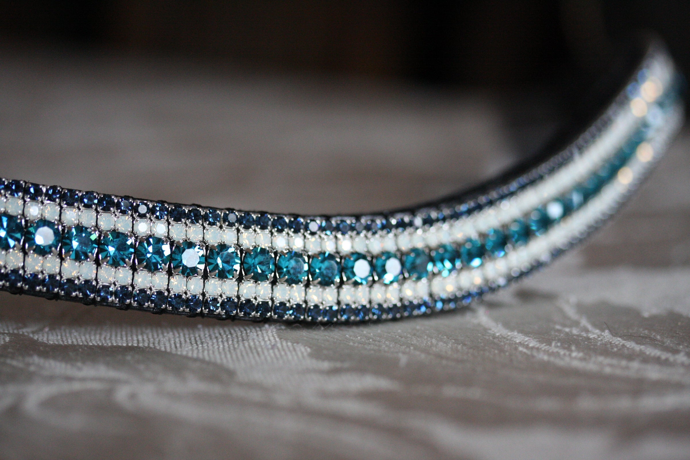 Equiture Indicolite, opal and montana megabling curve browband