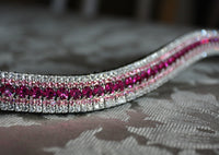 Fuchsia, light rose and clear megabling curve browband