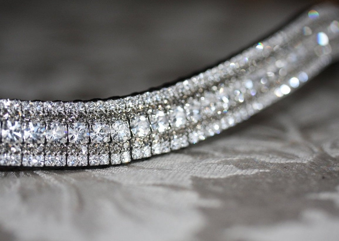 Clear, black diamond and clear curve megabling browband