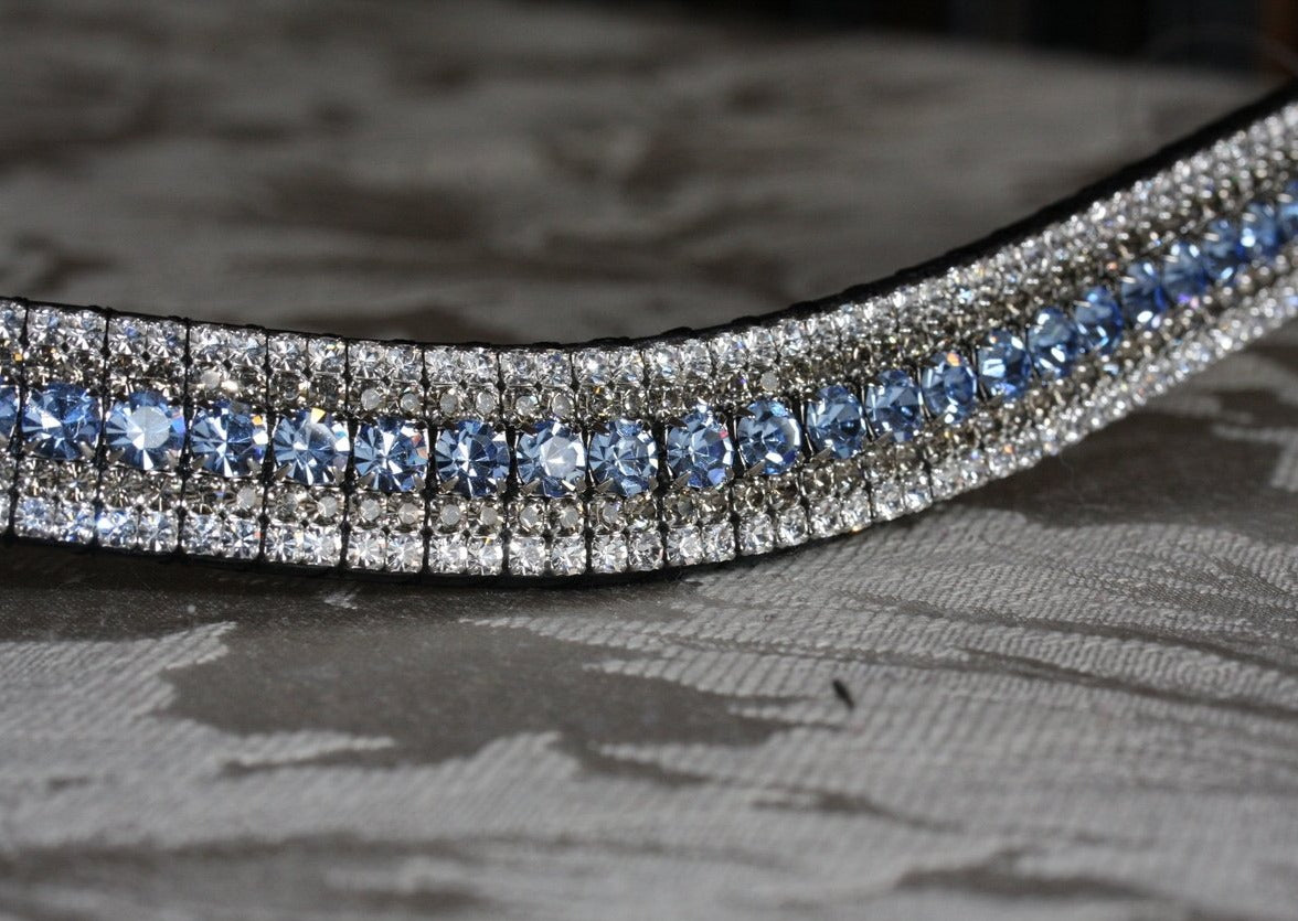 Light sapphire, black diamond and clear curve crystal megabling browband