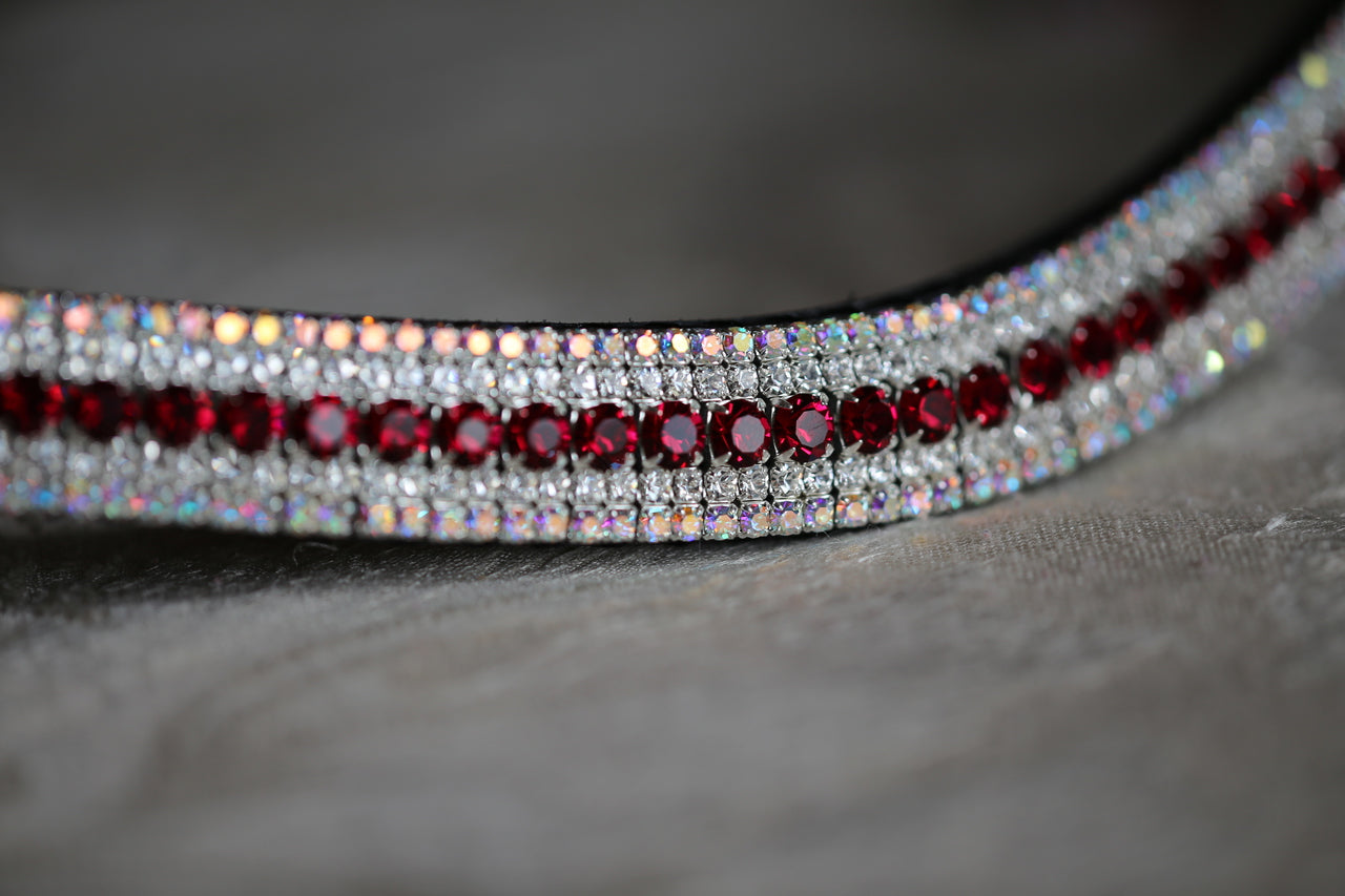 Ruby, clear and iridescent curve megabling browband