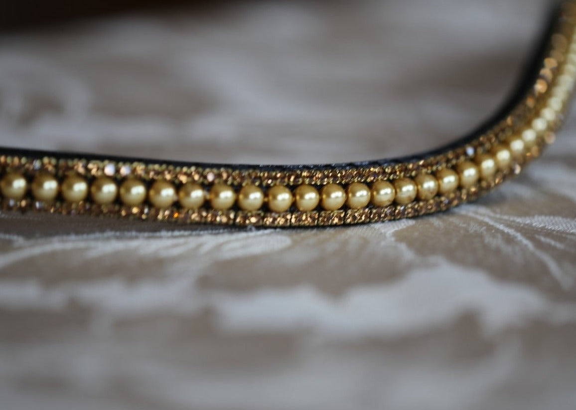 Gold pearl and smoke topaz browband