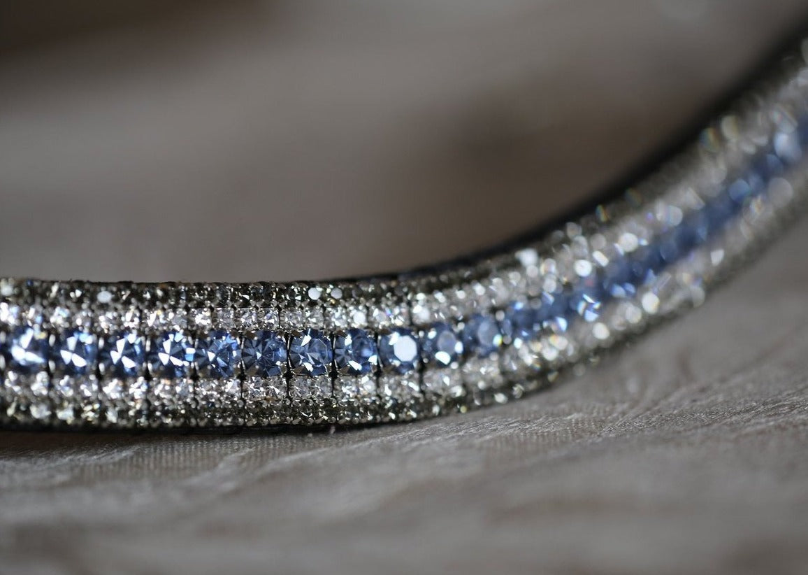 Light sapphire, clear and black diamond curve megabling browband