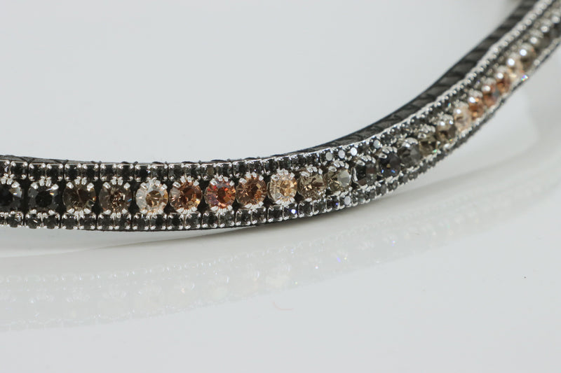 Equiture Swarovski Grey Gold wave fade browband