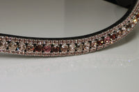 Equiture Swarovski Tiffany Strawberry Milkshake wave fade browband- full, curve, black