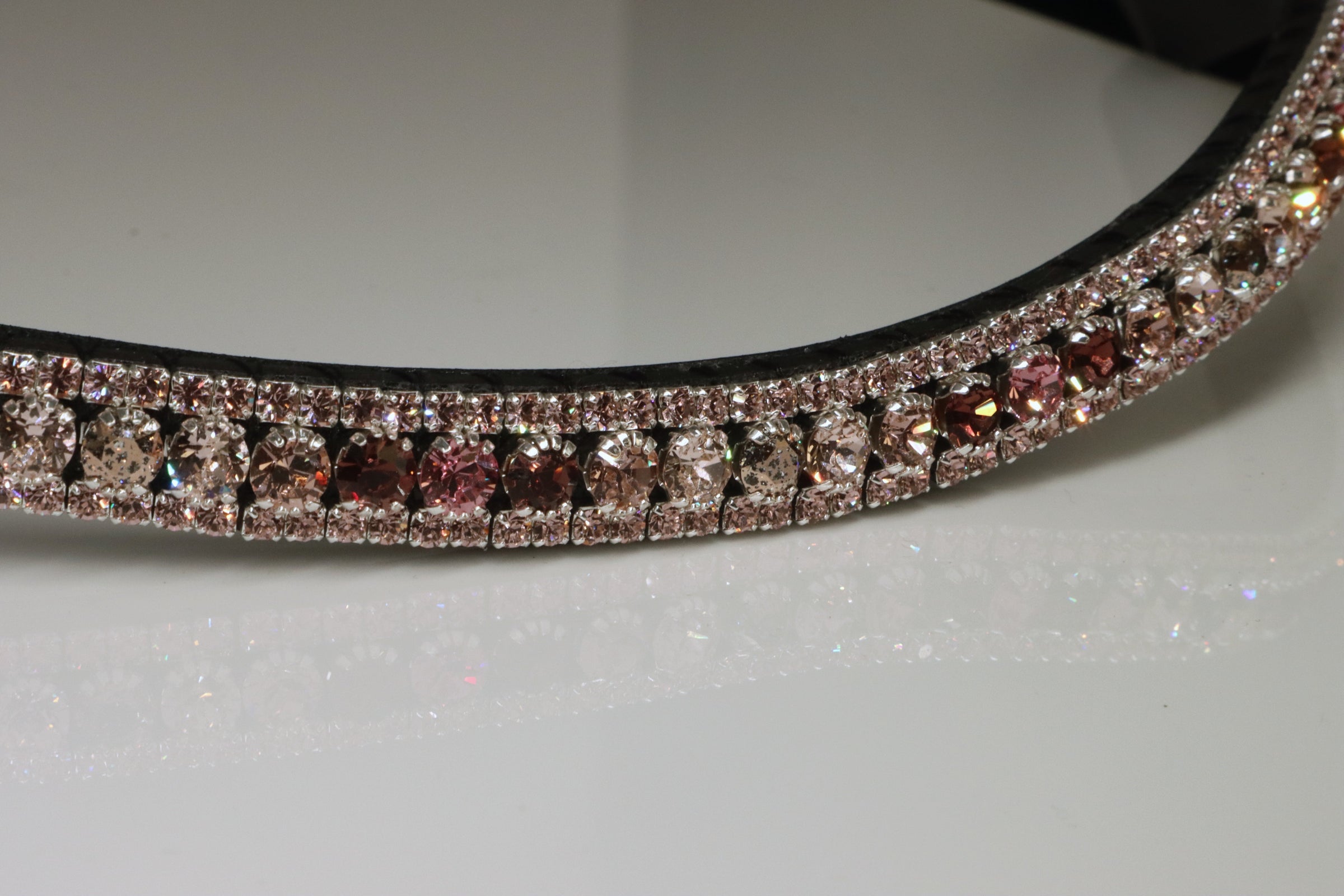 Equiture Swarovski Tiffany Strawberry Milkshake wave fade browband- full, curve, black