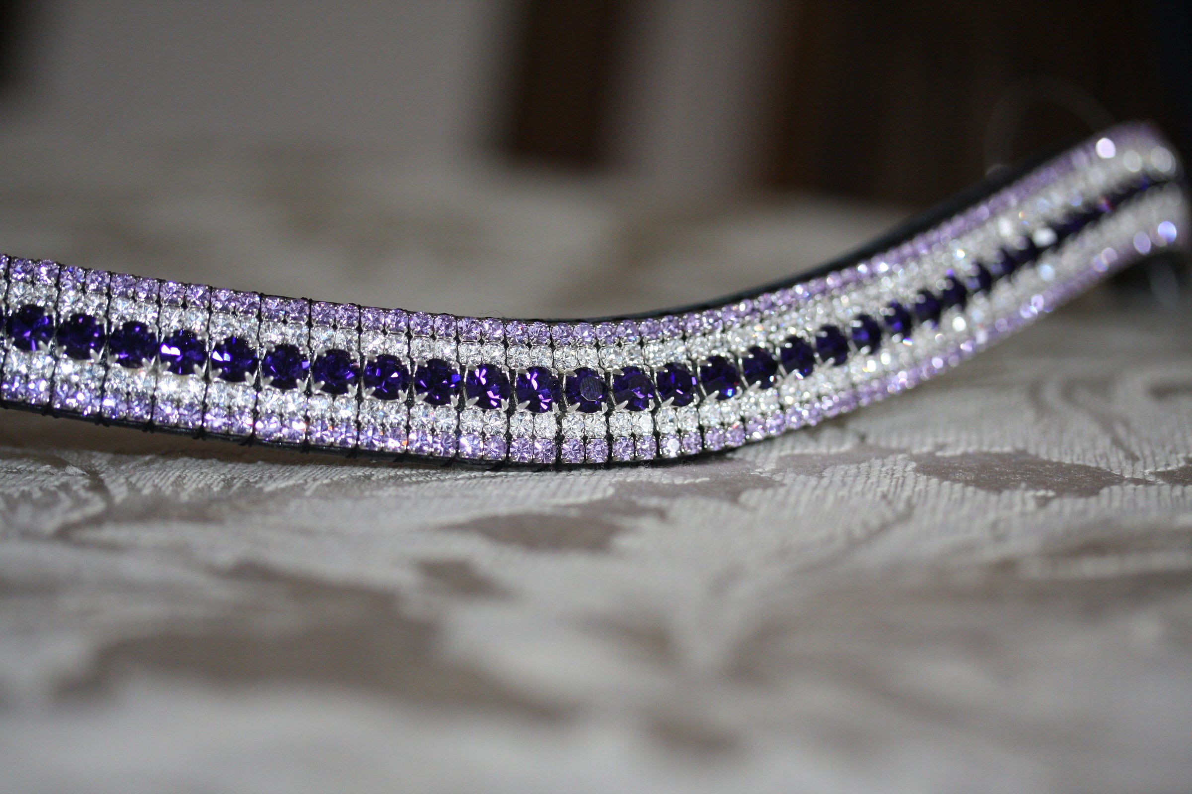 Equiture Purple velvet, clear and violet megabling curve browband