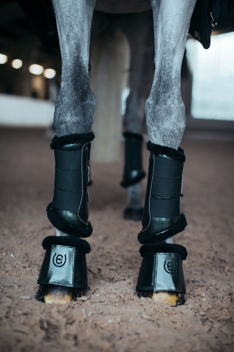 Equestrian Stockholm Deep Olivine faux fur boots