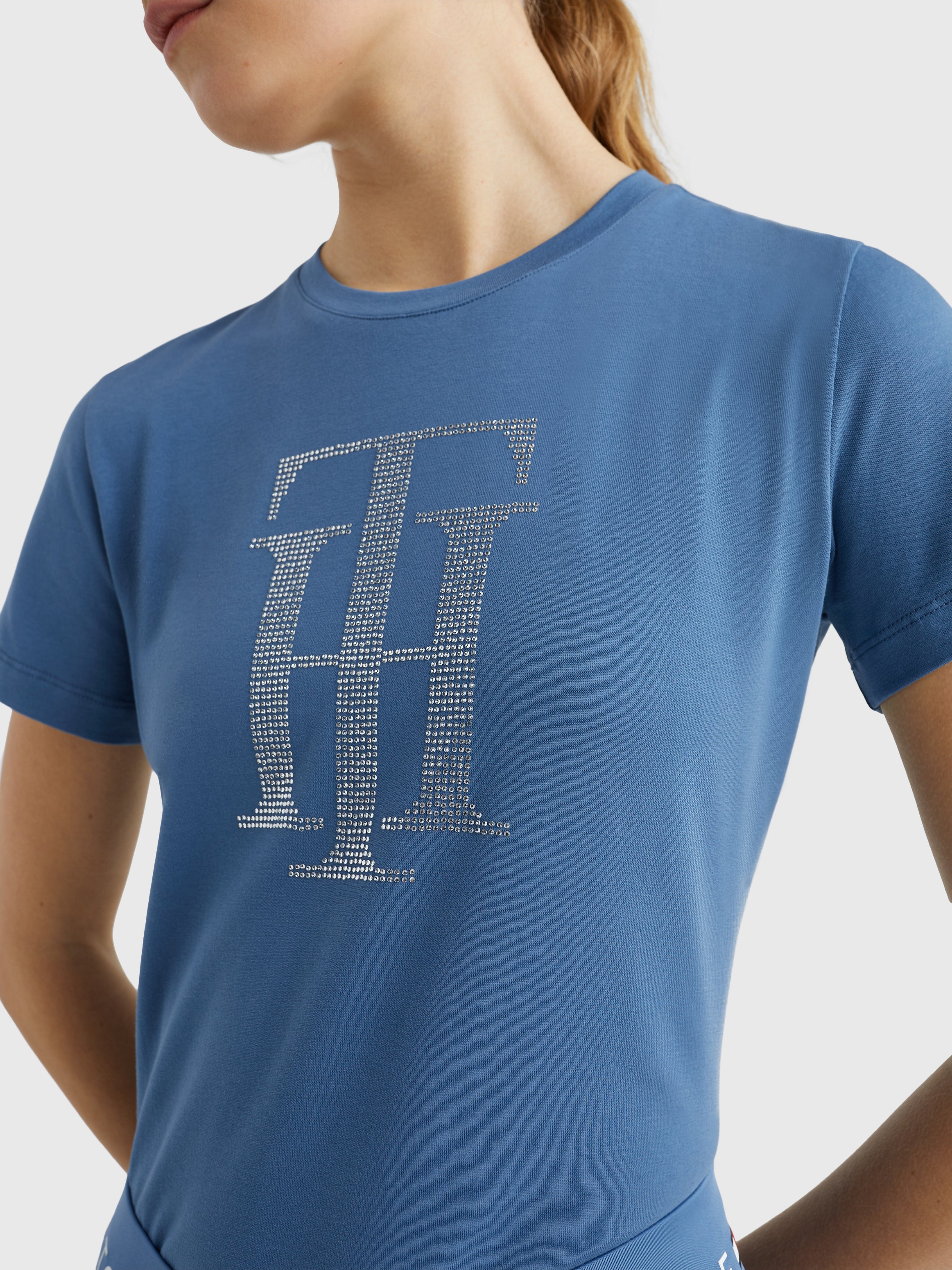 Tommy Hilfiger Rhinestone t-shirt in Blue Coast