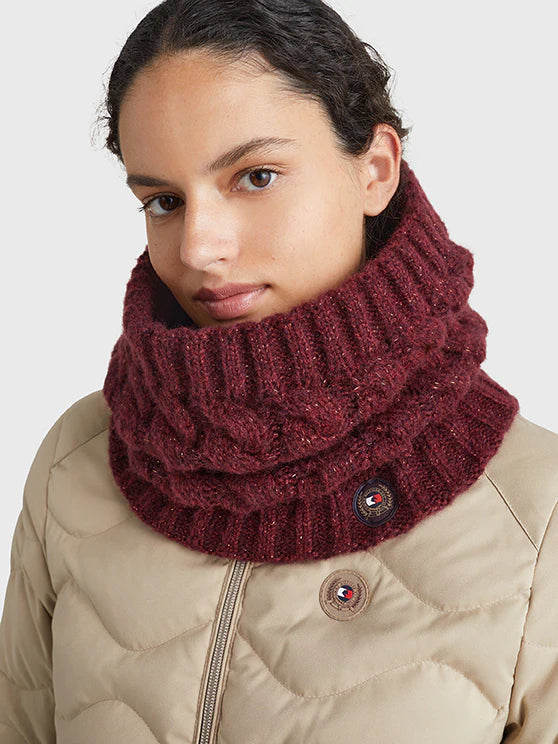 Tommy Hilfiger AW22 Cable neck warmer in Burgundy