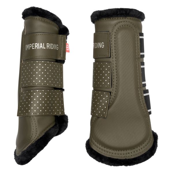 Grey Glitter Patent Leather Tendon Brushing Boots – Dressage Protection, Fleece Lined
