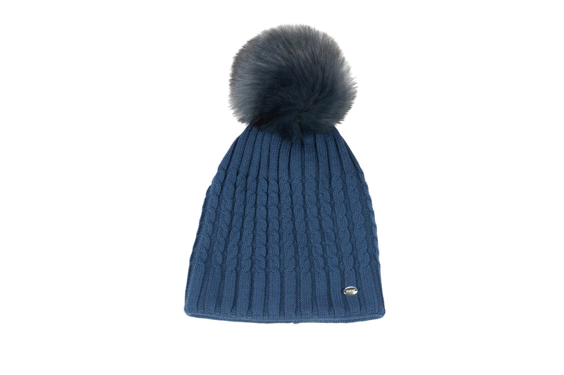 Pikeur Sky blue faux fur pom hat