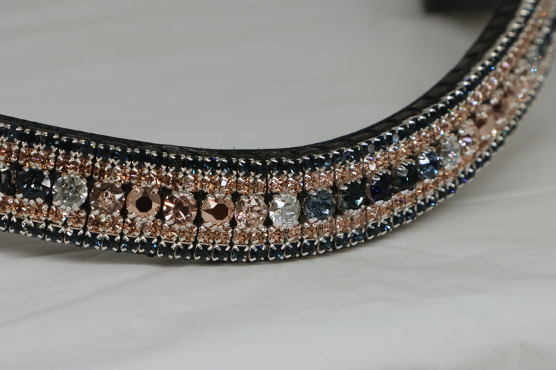 Equiture Swarovski Tiffany navy rose gold wave fade megabling curve browband